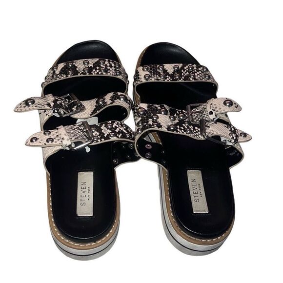 STEVEN NEW YORK Studded Snakeskin Slide Sandals - Picture 4 of 5